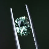 1.42CT RADIANT PRECISION CUT MONTANA SAPPHIRE, LIGHT GREEN WITH TEAL, 7.2X5.5MM, EARLY ACCESS