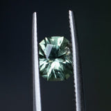 1.42CT RADIANT PRECISION CUT MONTANA SAPPHIRE, LIGHT GREEN WITH TEAL, 7.2X5.5MM, EARLY ACCESS