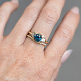 1.54ct Trillion Ocean Blue Montana Sapphire and Natural Diamond Mountainscape Ring in 14k Yellow Gold