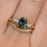 1.34ct Oval Songean Color Shifting Sapphire and Diamond Starry Night Low Profile Solitaire in 14k Yellow Gold