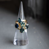 2.58ct Untreated Teal Oval Madagascar Sapphire Low Profile Tri-Band "Three Winds" 4 Prong Solitaire in 14k Yellow Gold