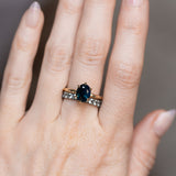 2.06ct Oval Deep Teal Madagascar Sapphire Six Prong Evergreen Solitaire in 14k Yellow Gold