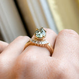 2.63ct Seafoam Pear Montana Sapphire Flat Band 5 Prong Solitaire in 18k Yellow Gold