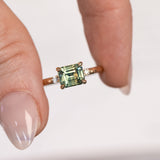 1.64ct Parti Madagascar Emerald Cut Sapphire and Diamond Low Profile Evergreen East-West Ring in 14k Yellow Gold