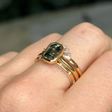 1.61ct Untreated Emerald Cut Green Sapphire Contemporary Bezel Set Ring in 18k Yellow Gold