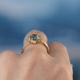 1.29ct Blue Montana Sapphire and Diamond Asymmetrical Cluster Ring in 14k Yellow Gold with Evergreen finish