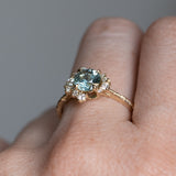 1.29ct Blue Montana Sapphire and Diamond Asymmetrical Cluster Ring in 14k Yellow Gold with Evergreen finish