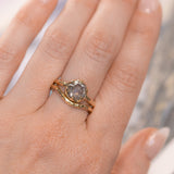 2.03ct Rosecut Salt and Pepper Diamond 6-Prong Low Profile Ring with Evergreen Carved Band in 14K Yellow Gold