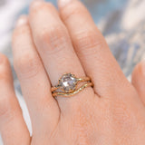 2.03ct Rosecut Salt and Pepper Diamond 6-Prong Low Profile Ring with Evergreen Carved Band in 14K Yellow Gold