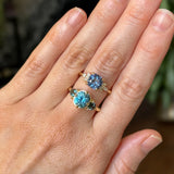 2.73ct Cushion Cut Moyo Sapphire and Marquise Diamond Cluster Ring in 18k Yellow Gold