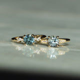 1.26ct Round Blue Montana Sapphire and Diamond Starry Night Low Profile Solitaire in 14k Yellow Gold