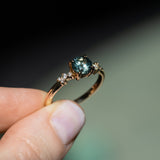 1.26ct Round Blue Montana Sapphire and Diamond Starry Night Low Profile Solitaire in 14k Yellow Gold