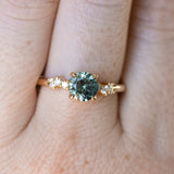 1.26ct Round Blue Montana Sapphire and Diamond Starry Night Low Profile Solitaire in 14k Yellow Gold