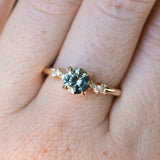 1.26ct Round Blue Montana Sapphire and Diamond Starry Night Low Profile Solitaire in 14k Yellow Gold