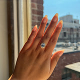 2.52ct Oval Untreated Montana Sapphire Antique-Style Diamond Halo Ring in 18k Yellow Gold