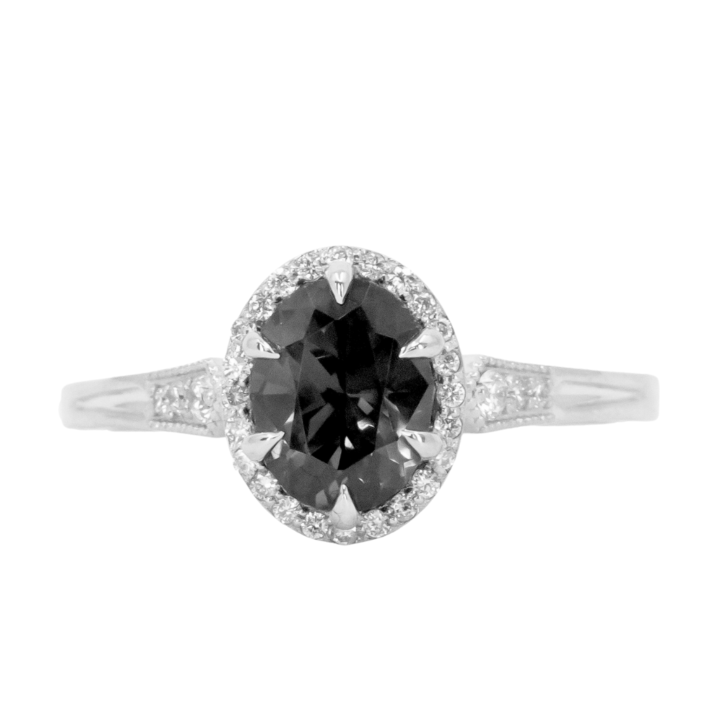 Diamond Halo Vintage Cathedral Setting with Diamonds in Band - Setting ...