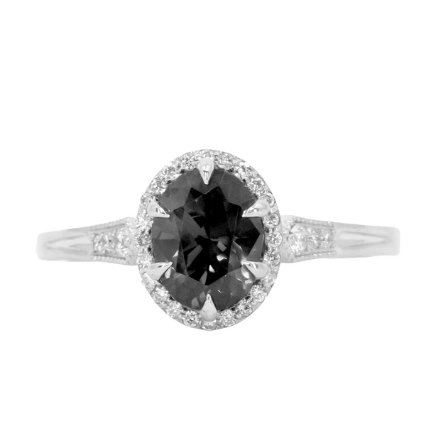 Diamond Halo Vintage Cathedral Setting with Diamonds in Band - Setting