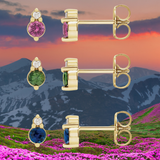 Sapphire + Diamond Accent Stud Earrings in 14k Gold