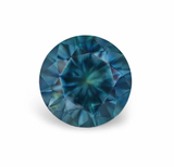 3.19CT PRECISION CUT ROUND BRILLIANT MONTANA SAPPHIRE, DEEP TEAL BLUE GREEN, 8.7MM