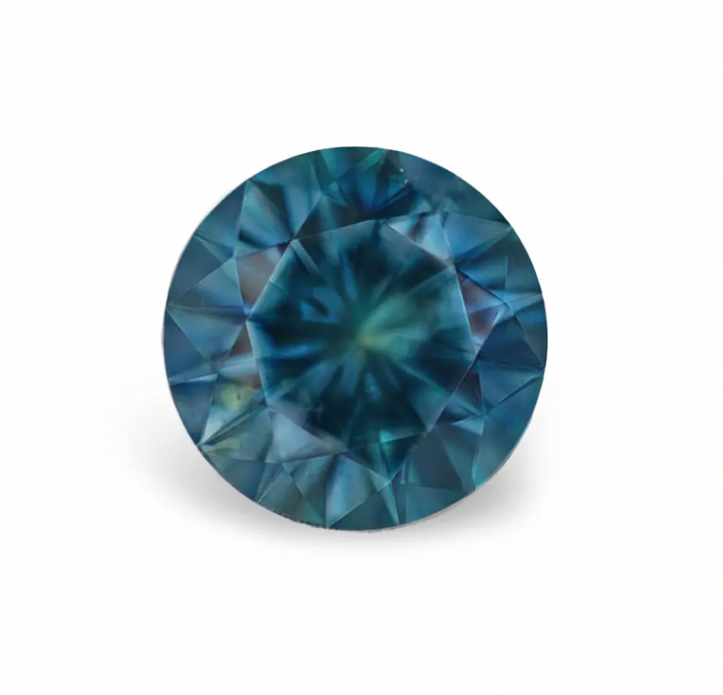 3.19CT PRECISION CUT ROUND BRILLIANT MONTANA SAPPHIRE, DEEP TEAL BLUE GREEN, 8.7MM