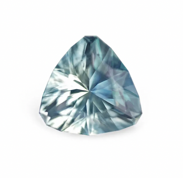 1.14CT PRECISION CUT TRILLION BRILLIANT MONTANA SAPPHIRE, COLOR SHIFTING LIGHT BLUE TEAL, 6.6MM