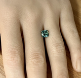 1.85CT FANCY SQUARE CUSHION PRECISION CUT MONTANA SAPPHIRE, PARTI GREEN AND YELLOW, 6.6MM