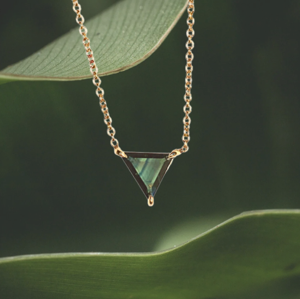 0.63ct Geometric Sapphire Necklace in 14k Recycled Yellow Gold