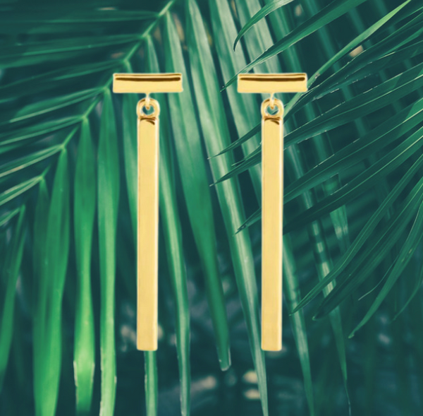 Momentum Bar Earrings in Solid Recycled Gold