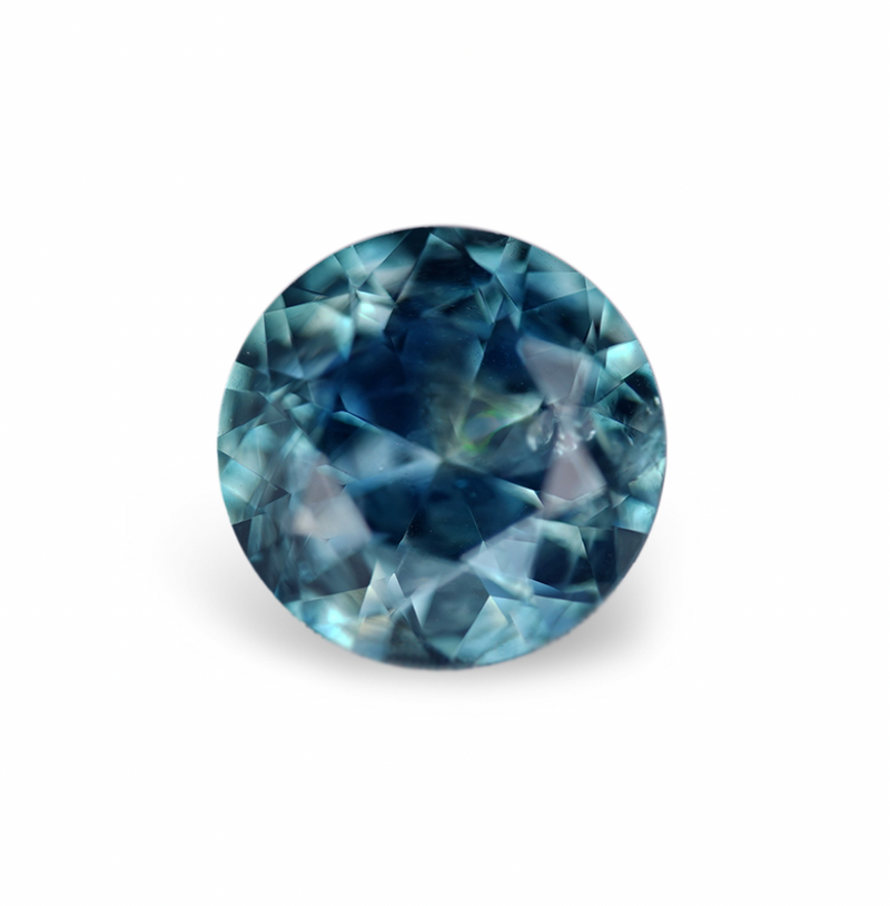 1.39CT ROUND PRECISION CUT MONTANA SAPPHIRE, TEAL GREEN WITH BLUE, 6.7MM