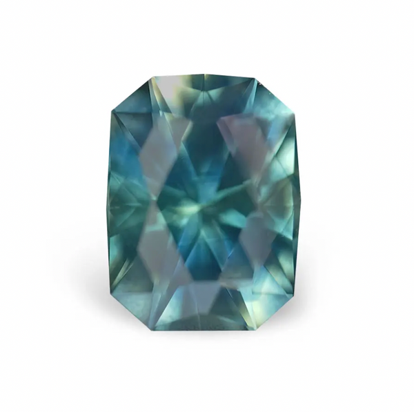 1.98CT PRECISION CUT RADIANT MONTANA SAPPHIRE, TEAL BLUE GREEN, 8.1X6.1MM