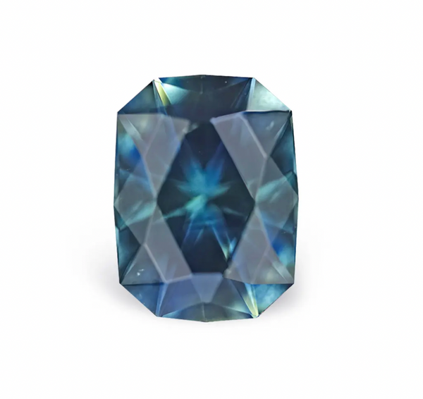 1.98CT PRECISION CUT RADIANT MONTANA SAPPHIRE, TEAL BLUE GREEN, 8.1X6.1MM