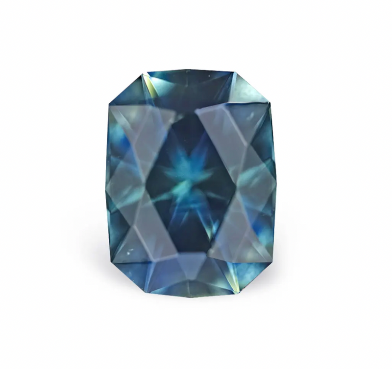 1.98CT PRECISION CUT RADIANT MONTANA SAPPHIRE, TEAL BLUE GREEN, 8.1X6.1MM