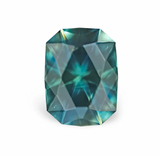 1.98CT PRECISION CUT RADIANT MONTANA SAPPHIRE, TEAL BLUE GREEN, 8.1X6.1MM