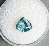 2.57ct Untreated Blue Wide Trillion Montana Sapphire and Antique Diamond Mountainscape Ring in 14k Yellow Gold