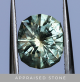 2.57ct Precision Cushion Cut Green Montana Sapphire Scallop Cup Solitaire in 18k Yellow Gold