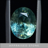 7.19ct Oval Light Teal Seafoam Madagascar Sapphire and Princess Cut Diamond Rapids Low Profile Ring in 18k Yellow Gold