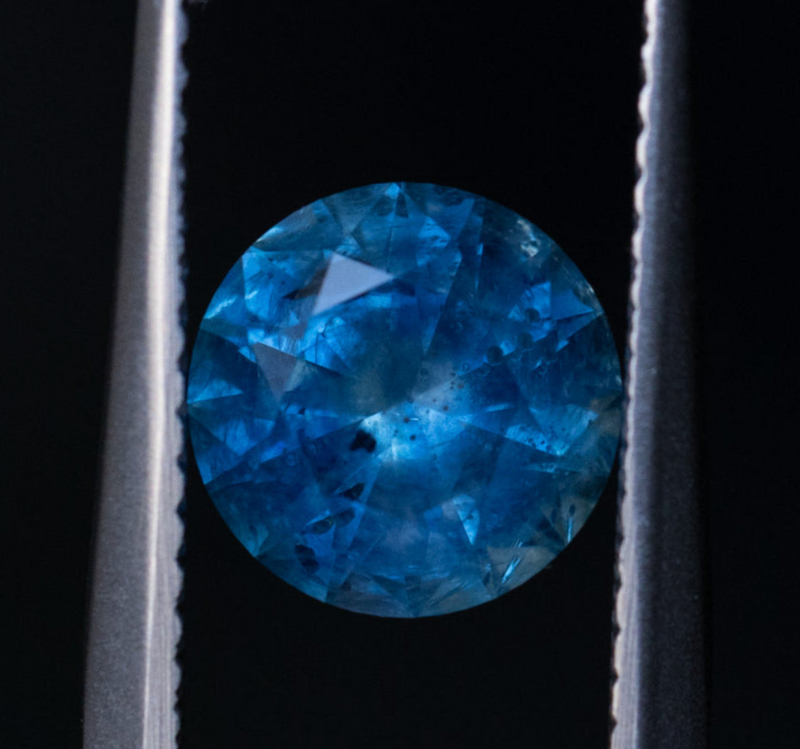 2.12ct Blue Montana Sapphire Diamond-Studded Tapered Solitaire in 14k White Gold