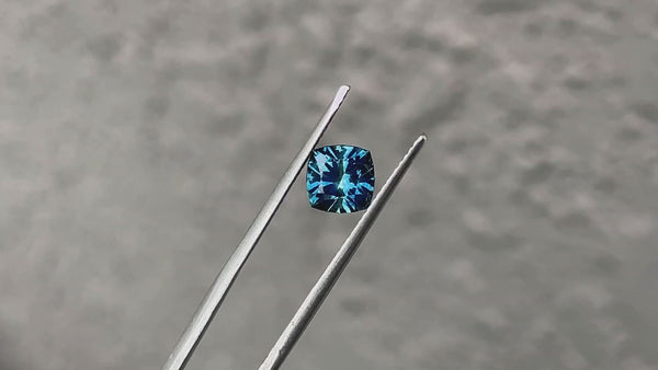 1.68CT PRECISION CUT CUSHION BRILLIANT MONTANA SAPPHIRE, DEEP OCEAN BLUE, 6.5MM
