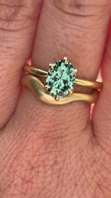2.07ct Precision Cut Untreated Teal Oval Montana Sapphire Diamond-studded Sea Star Solitaire in 18k Yellow Gold