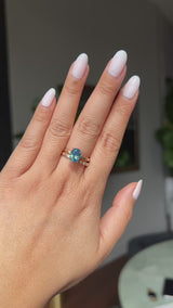 1.92ct Silky Teal Oval Nigerian Sapphire Evergreen Carved Solitaire in 14k Yellow Gold