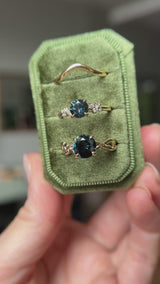 1.16ct Round Blue and Midnight Purple Montana Sapphire and Diamond Starry Night Low Profile Solitaire in 14k Yellow Gold