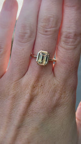 2.60ct Multicolor Emerald Cut Sapphire Low Profile Bezel Ring in 14k Yellow Gold