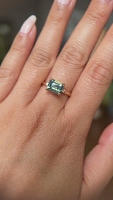 2.24ct Emerald Cut Untreated Madagascar Sapphire and Diamond Low Profile East-West Ring in 14k Yellow Gold