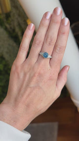 2.12ct Blue Montana Sapphire Diamond-Studded Tapered Solitaire in 14k White Gold