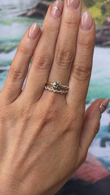 0.79ct Round Light Green Montana Sapphire Low Profile Four Prong Spring Bloom Solitaire in 14k Yellow Gold