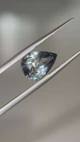 3.17CT MADAGASCAR PEAR SAPPHIRE, COLOR SHIFTING GREY TEAL TO GREY PURPLE, 11.08X7.89X5.32MM, UNTREATED, EARLY ACCESS