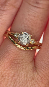 0.97ct Salt and Pepper Diamond and Princess Cut Diamond Rapids Low Profile Ring in 14k Yellow Gold