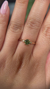 0.84ct Round Australian Parti Sapphire and Princess Cut Diamond Rapids Low Profile Ring in 14k Yellow Gold