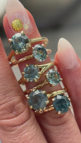 2.77ct Untreated Silky Montana Sapphire Six Prong Evergreen Hidden Halo Solitaire in 18k Yellow Gold