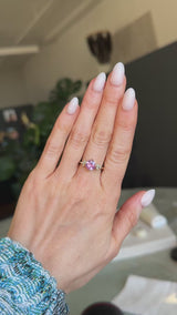 1.79ct Cushion Cut Pink Sapphire and Diamond Cluster Ring in 14k Yellow Gold